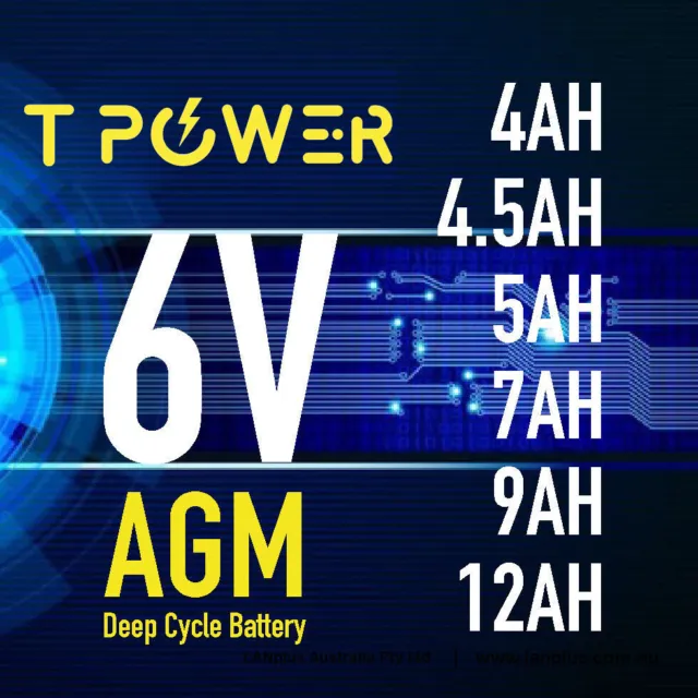 Brand New Tpower 6V 4.0AH 4.5AH 5AH 7AH 9AH 12AH AGM  Sealed Lead Acid Battery