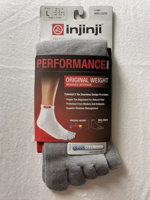 INJINJI PERFORMANCE SERIES MINI-CREW TOE SOCKS (Original Weight - Coolmax - Lrg)