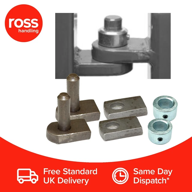 WELD ON GATE Hinge Set 16mm Pin & Hole With Security Collars