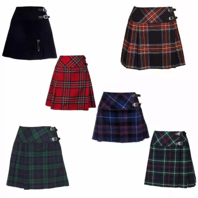 Scottish Ladies Mini Pride Of Scotland Tartan Kilt/Women Skirt 16' long Kilt pin