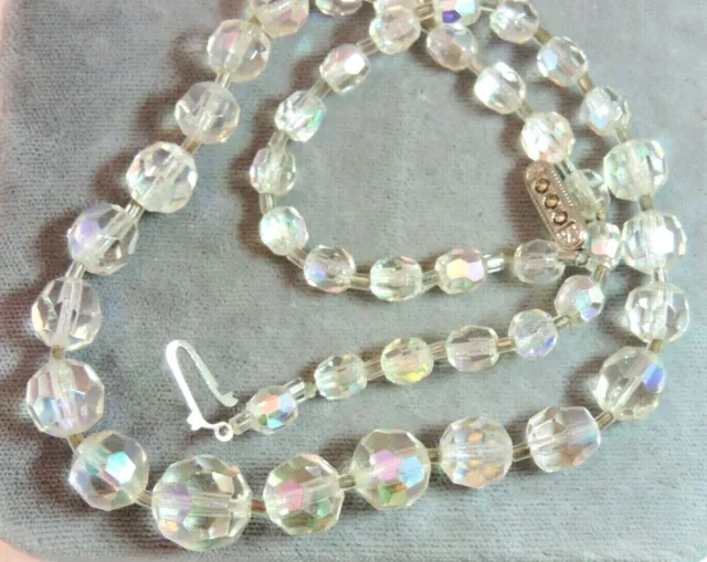 À Facettes Aurore Boréale Cristal Gradué Perle Strand 16.5 " Collier Ci 27