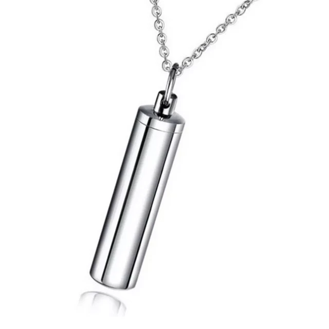 Mens Urn Cremation Necklace Ashes Keepsake Silver Pendant Memorial Jewellery