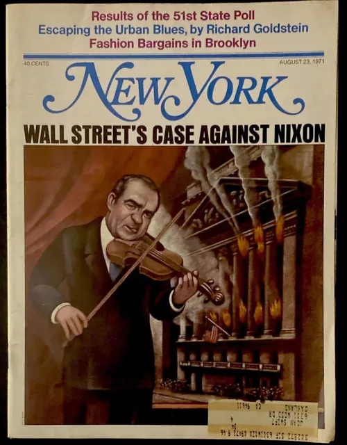 New York magazine Aug 23 1971 Wall Street's Case Against Nixon  Paul Davis art