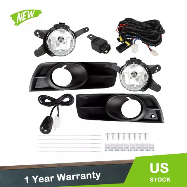 Chrome Lens Fog Light Assembly + Switch+ Bezel +Bulb For 2010-2014 Chevy Cruze