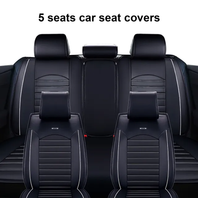 For Toyota Luxury PU Leather Car Seat Covers Full Set Cushion Protector Black