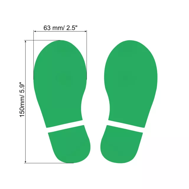 5.9x2.5" Fußabdrücke Boden Aufkleber 4 Paare PVC Schuhe Fußabdruck Deko Grün 2