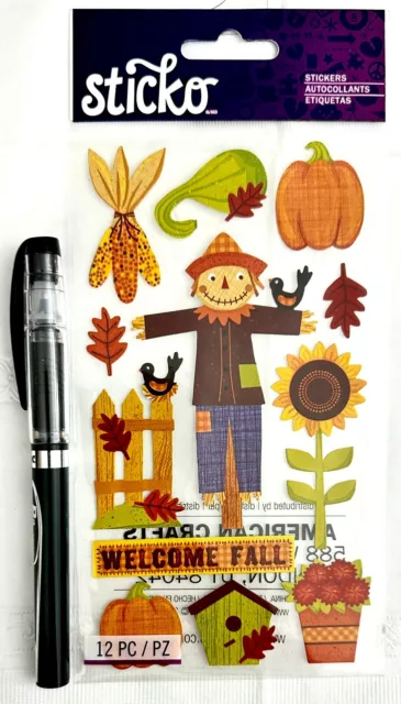 Welcome Fall Scarecrow - Scrapbooking Card Stickers (NEW) Sticko