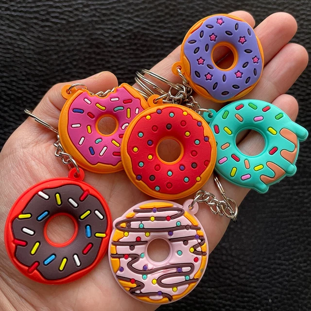 cute colorful sweet donut food pendant mini figure Ornament keyring keychain