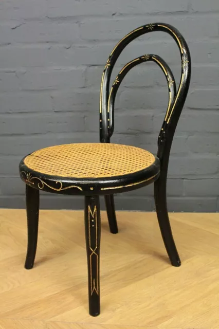 Antique Victorian Thonet Ebonised Cane Bedroom Chair Childs Chair (Can Deliver)