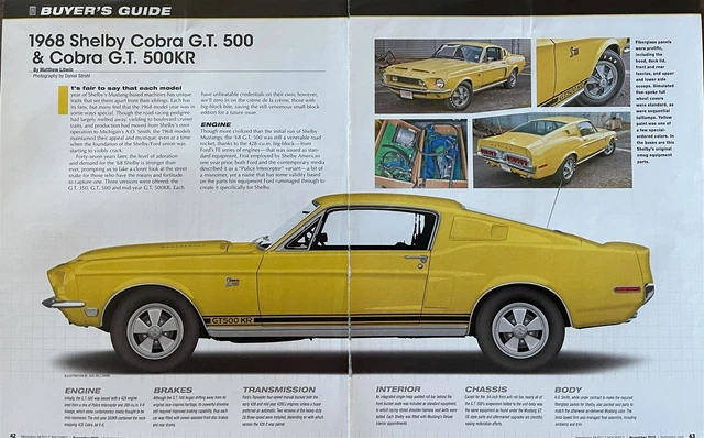 1968 FORD MUSTANG SHELBY COBRA GT500KR BUYERS GUIDE 5 pg Article EUR 8