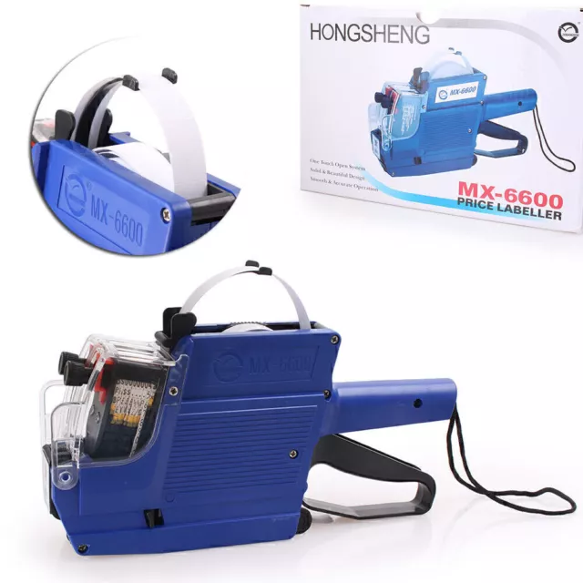 Blue MX-6600 Saguan 10 Digits 2 two Lines Price Tag Gun +1 Ink Roller