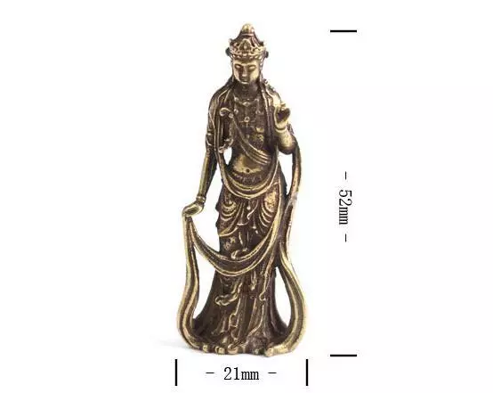 Chinese old collection handwork bronze Guanyin Bodhisattva pocket statue Gift 2