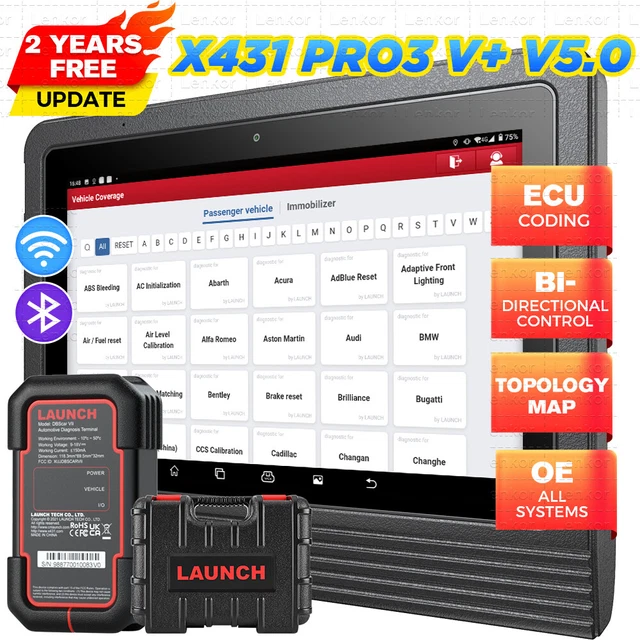 LAUNCH X431 PRO3 V+ V5.0 Appareil diagnostics OBD Système Complète ...
