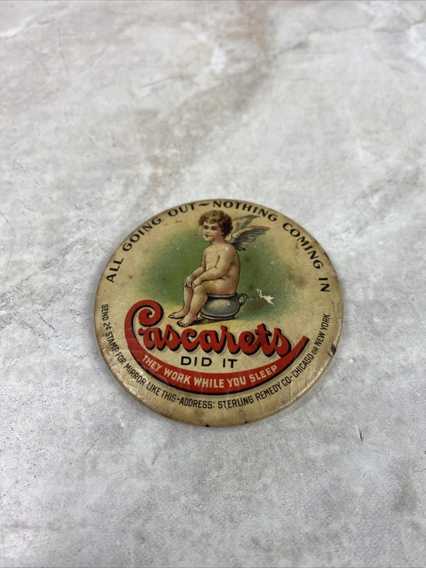 Vtg Advertising Pocket Mirror Laxative Sterling Remedy Co Cascarets Chicago IL
