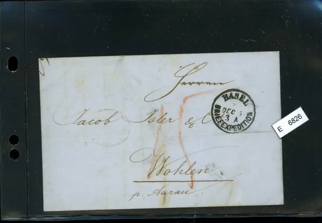 BM2570, Schweiz Vorphilatelie, Brief nach Wohlen (Aargau), aus Basel, 1857