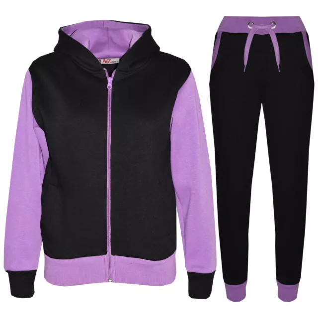 Bambine Tuta IN Pile Felpa con Cappuccio Fondo da Jogging Joggers 2-13 Anni Di