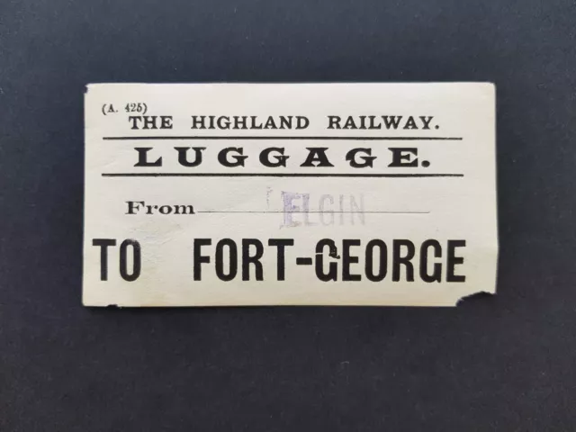Luggage Label HR From Elgin To Fort-George The Highland Railway