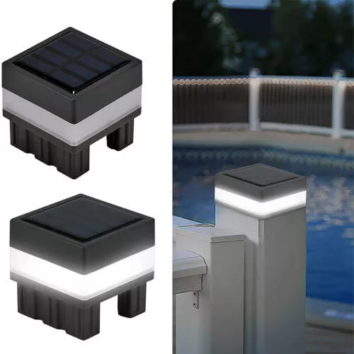 2X LED Solar Lampe Pfosten Säulenleuchte Zaun Solarlicht Kappen Auβen Gartendeko