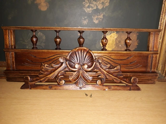 Antique French Hand Carved Wood Pediment 2