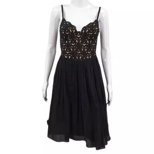 Catherine Malandrino Black Cotton Cut-Out Bustier Dress Size 6 ASO Taylor Swift