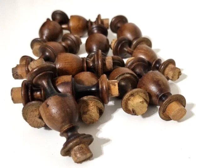 11 Turned walnut spindle Antique French salvaged baluster column Furniture 1.9"