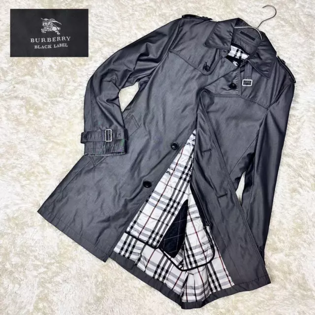 BURBERRY BLACK LABEL Trench coat Liner Belt Nova check Cotton M Size Gray Men