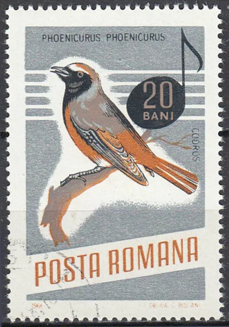 Rumänien gestempelt Tier Vogel Wildtier Fauna Singvogel Gartenrotschwanz / 477