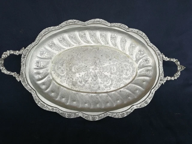 Grand Plateau De Service Décoratif Historicisme – Métal – Vintage Allemagne