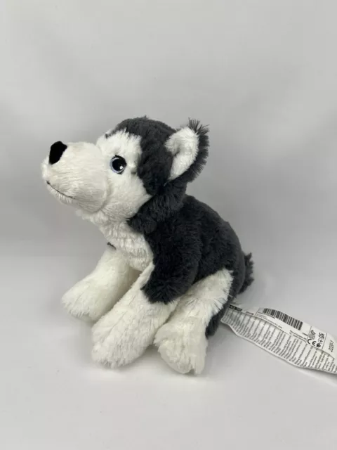 2 Ikea Small Livlig Dog Puppy Syberian Husky Grey Soft Plush Toys 9" New 2