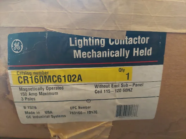 GE CR160MC6102A Mechanically Held 150 Amp 3 Pole Lighting Contactor 120V coil