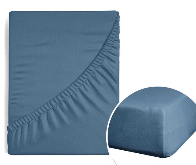 Lenzuola Elastica Satin 180X200 Full Fit Blu Navy