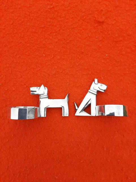 Lot De 4 Porte-couteaux Anciens En Cristal - Chiens Ric Et Rac, 1925-1930