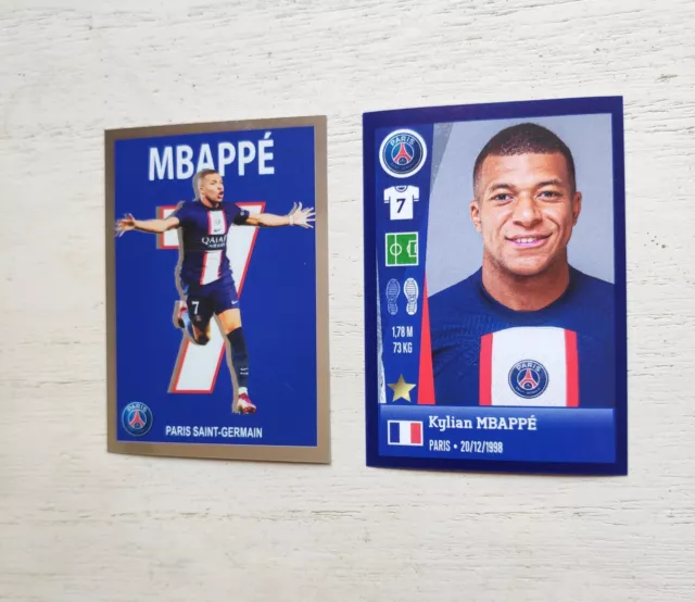 Panini Kylian Mbappe Foot 2022 2023 Ligue 1 PSG Paris Saint Germain 2 stickers