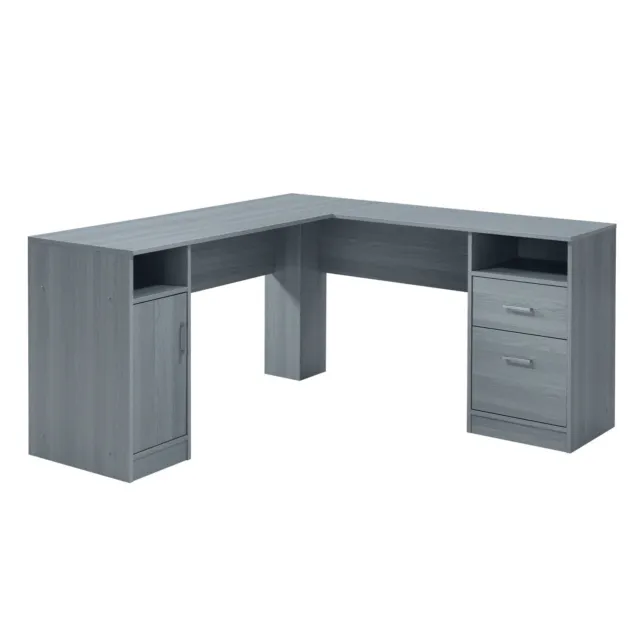 Techni Mobili Functional L-Shaped Desk with Storage, Grey