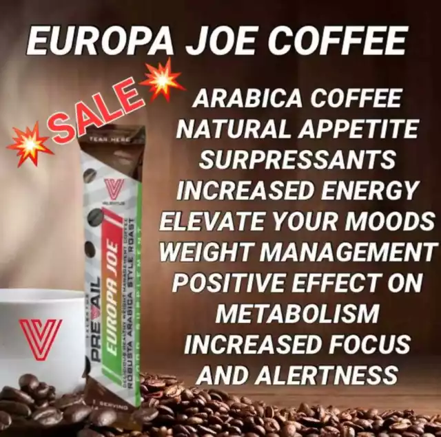 *SALE* Valentus Prevail Europa Joe Weight Management Arabica Coffee 7x -30sachet