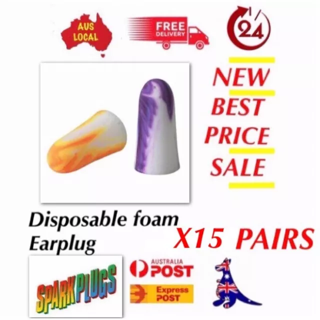 15 X pairs New SparkPlugs 6604 Multicoloured Foam Ear Plugs🇦🇨 Perth