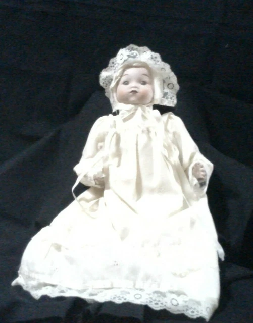 Vintage Dynasty Doll Collection Porcelain Cloth Baby Doll Gown Hand Painted 