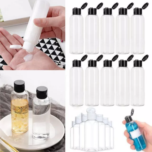 10PCS 100ml Travel Bottles for Toiletries Cleaning Black Fliptop Small Container 3