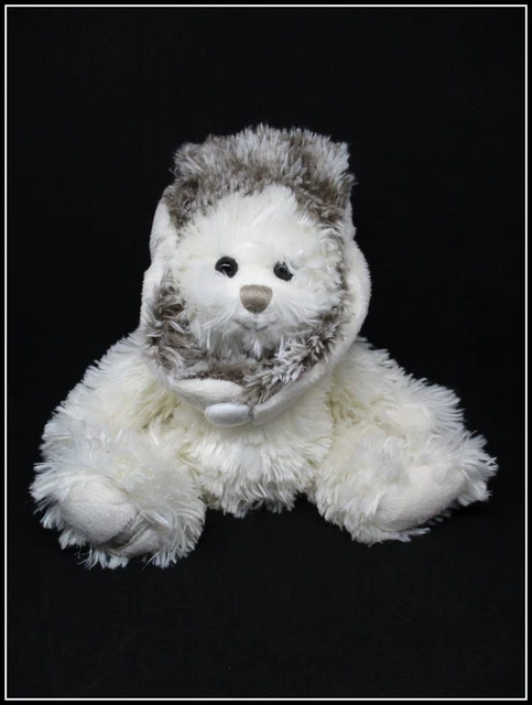 Doudou Peluche Ours Assis Blanc - Bukowski - Bonnet Chapeau Aviateur - Env 24CM