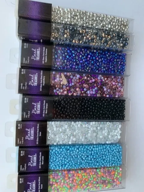 Glass Seed Beads 6/0, 114 grams ea., Bulk Lot 8 Colors NEW