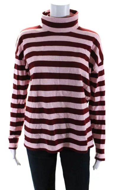J Crew Womens Cotton Striped Long Sleeve Pullover Turtleneck Top Red Size XS