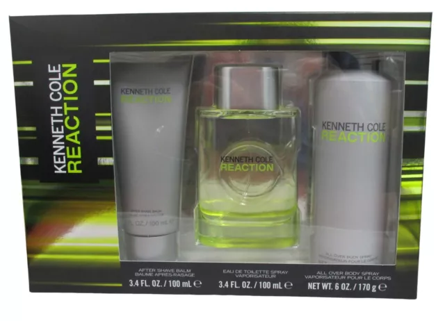 Kenneth Cole Reaction 3 Pc Gift Set 3.4oz EDT, 3.4oz Balm, 6oz Mist