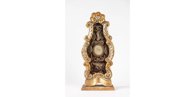 18-C. Wax Agnus Dei And Relics Encased In Hand-carved & Parcel-gilt Reliquary