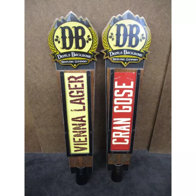 Pair of Devils Backbone Brewing Company Beer Tap Handles Cran Gose Vienna Lager