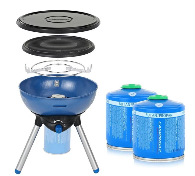 Campingaz Gaskocher Gasgrill Party Grill 200 + 2x CV300 Gaskartusche Set BBQ