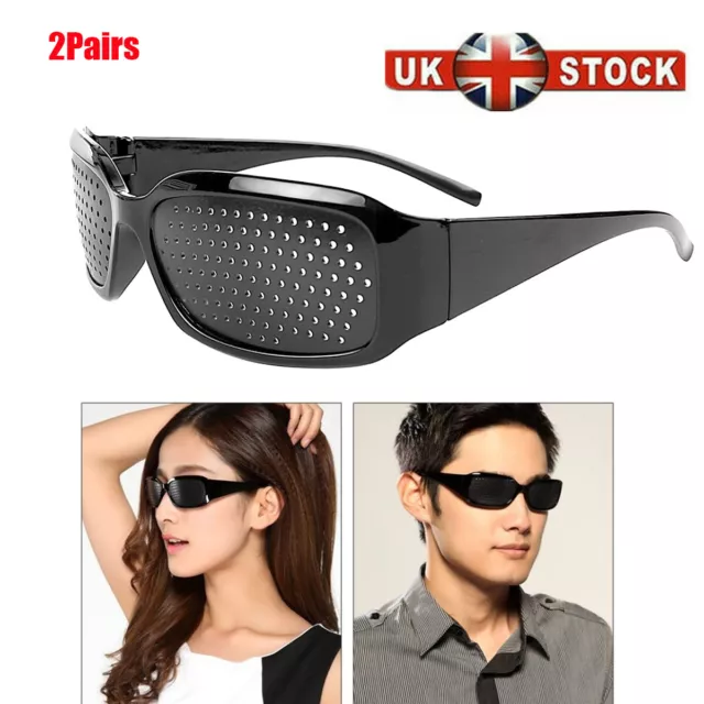 2 PAIRS PINHOLE Glasses Small Holes Vision Correction Eye Exercise