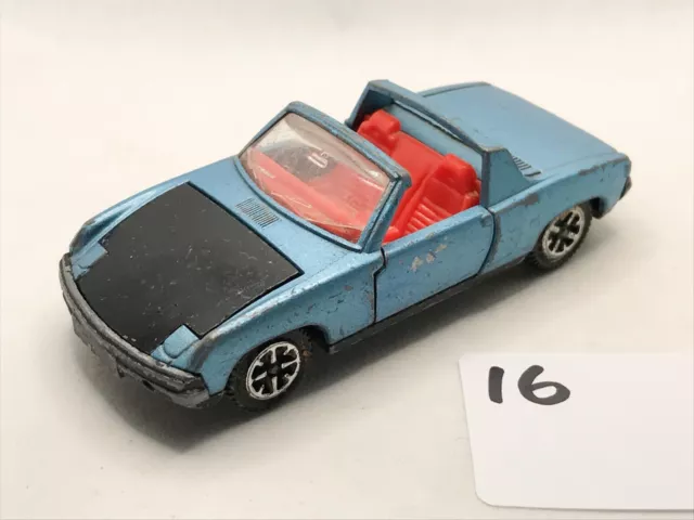 Dinky Toys # 208 V/W Porsche 914 Diecast Spielzeug Modell Sportwagen 1979 Blau Spielbar