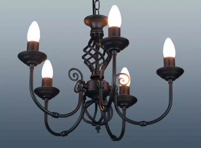 PAAR 5-Arm Glühbirne Gerste Twist klassische Deckenleuchte Einbau Anhänger Kronleuchter 2