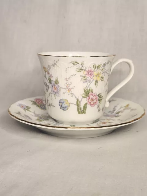 Andrea by Sadek Japan Porcelain Chintz Floral Teacup  & Saucer Dainty Gold Rim