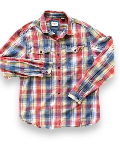 Mens size Large Dockers Plaid Long Sleeve Button down Dress Shirt 15610